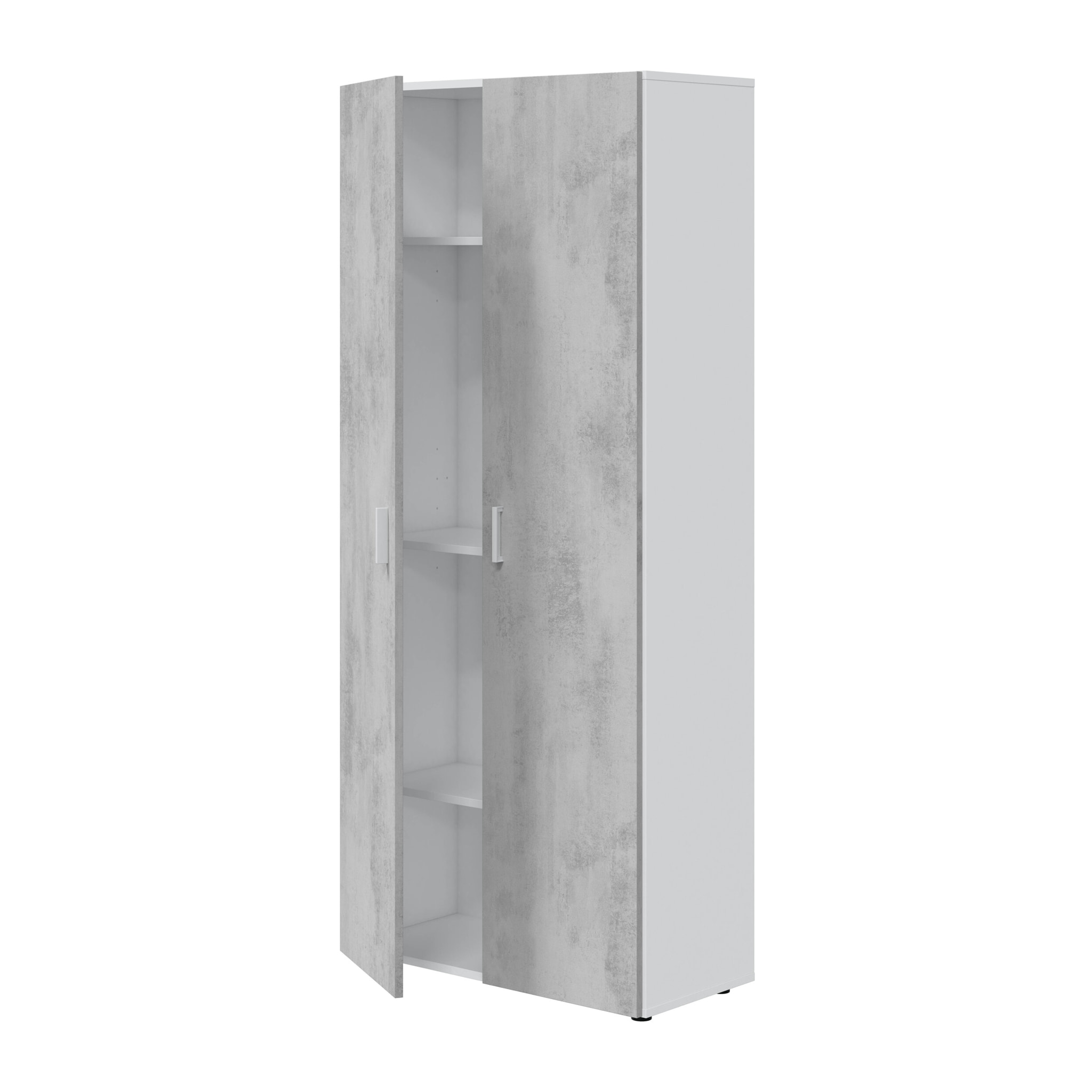 Armadio Multiuso Armadietto Alto Con Doppia Anta e 4 Ripiani Ideale Per Bagno Ingresso Camera Da Letto Garage 80 x 37 x 182 Cm Bianco e Grigio Cemento