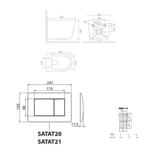 Pack WC bâti-support léger 112 cm ECO 2L Swiss Aqua Technologies + WC suspendu Ceramia + plaque blanc brillant (STECE14WT01-FR)