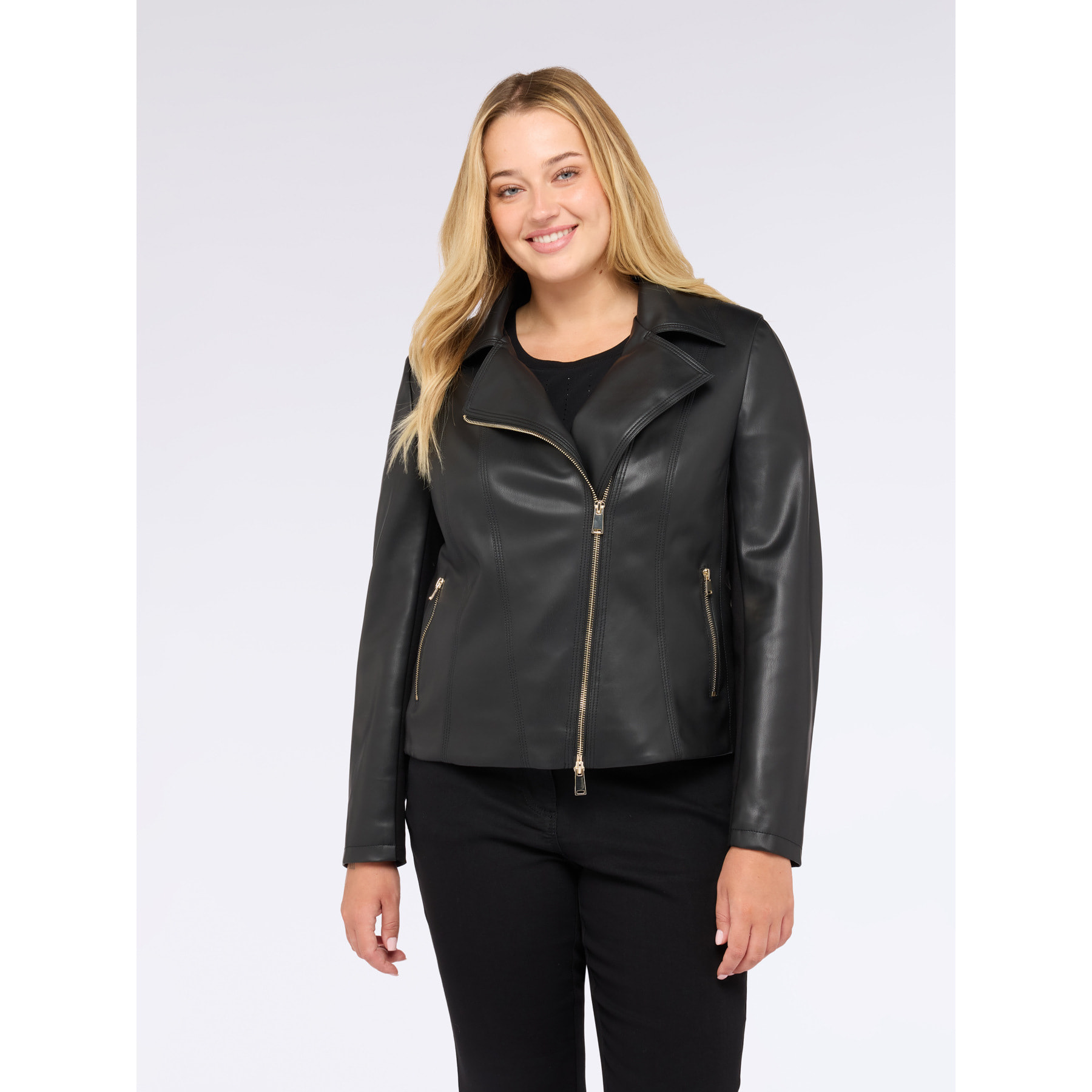 Fiorella Rubino - Chaqueta biker con cremallera asimétrica - Negro