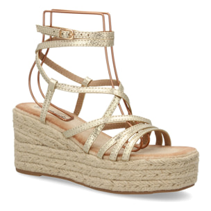 Sandalias de cuña de yute para mujer, diseño comodo y moderno con tiras cruzadas