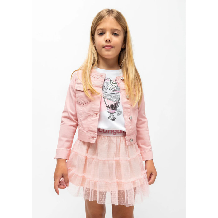 Chaqueta con Detalles de Pedrería en Rosa