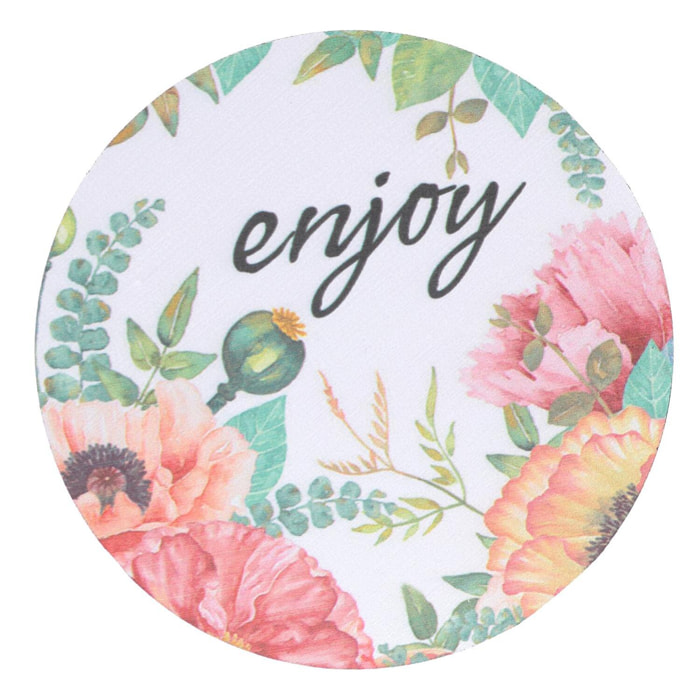 Sottopentola in legno confezione da 4 pezzi enjoy bianco tondo cmø18h0,5