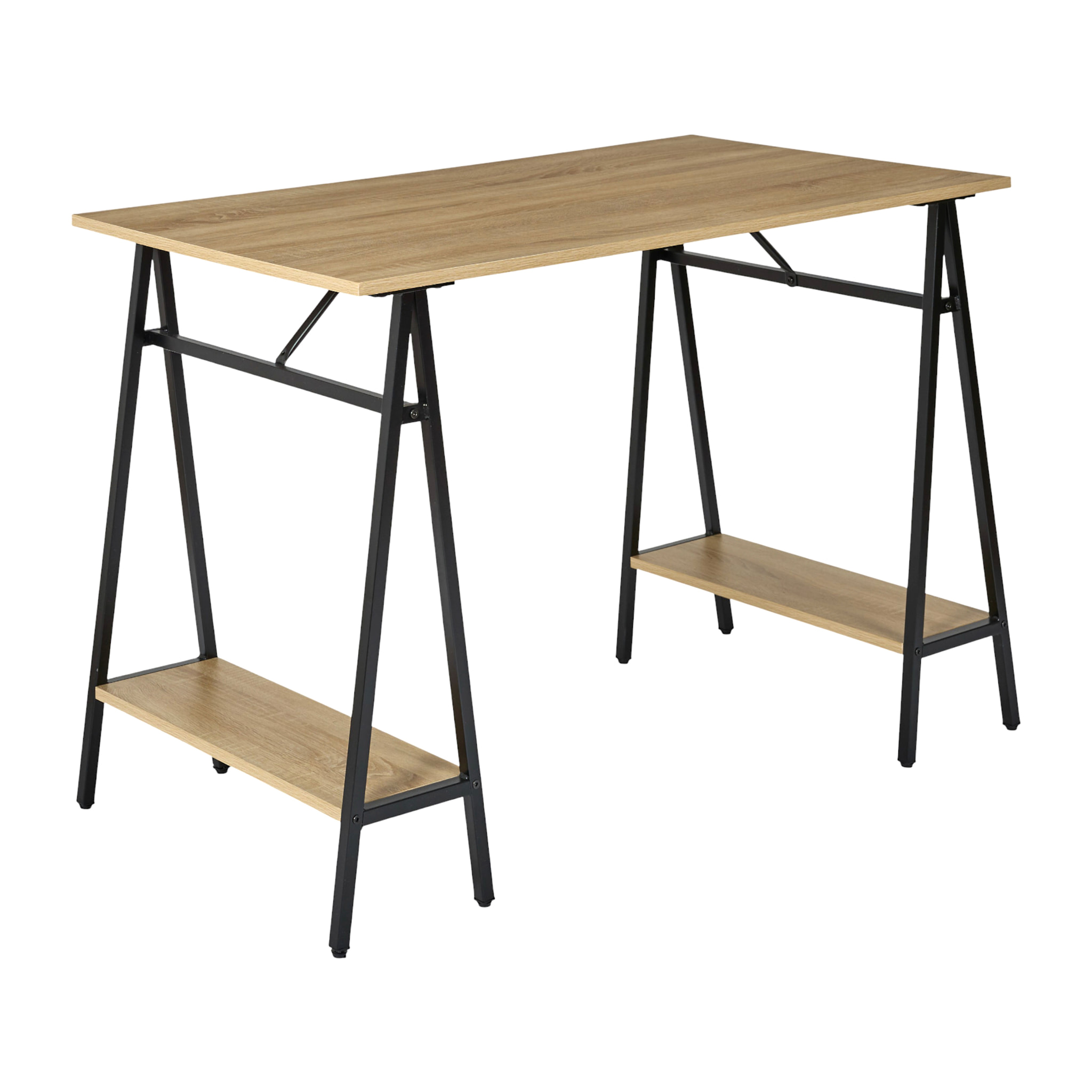 Bureau - HOME DECO FACTORY - Loka - Esthétique Moderne - Style Industriel - Marron et Noir