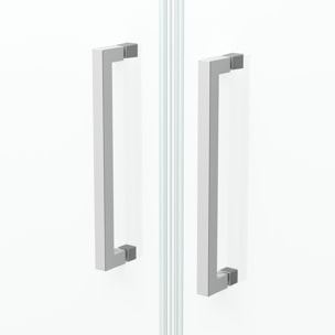 Porte de Douche Double Battant 70x200cm - Verre Trempé Transparent 6mm - Profil Chromé