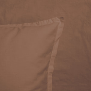 Set de 2 taies d'oreiller unies à volant, COTON LAVÉ