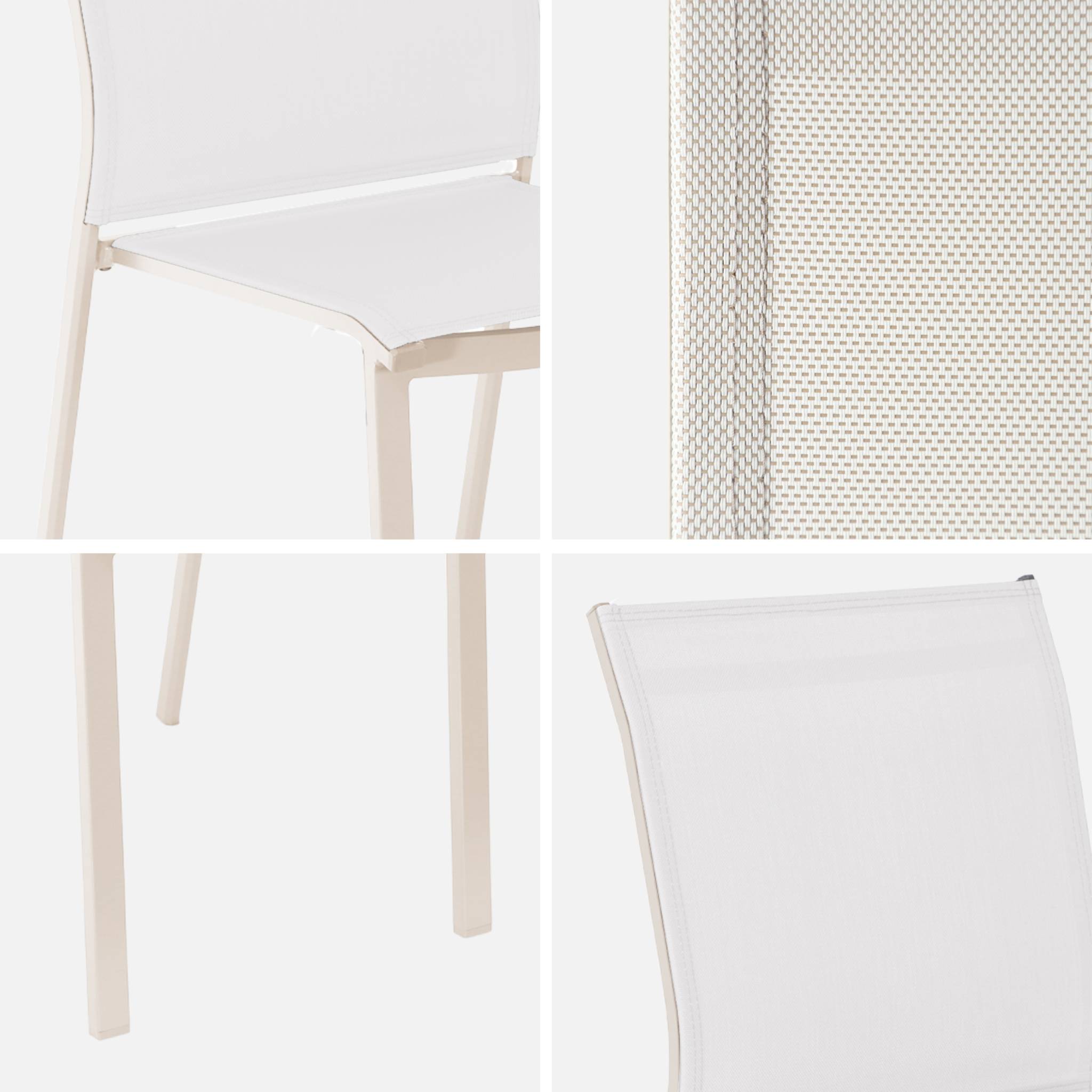 Lot de 2 chaises de jardin CLEVELAND empilables aluminium et textilene beige. 64.5 x 45.5 x 89.5 cm