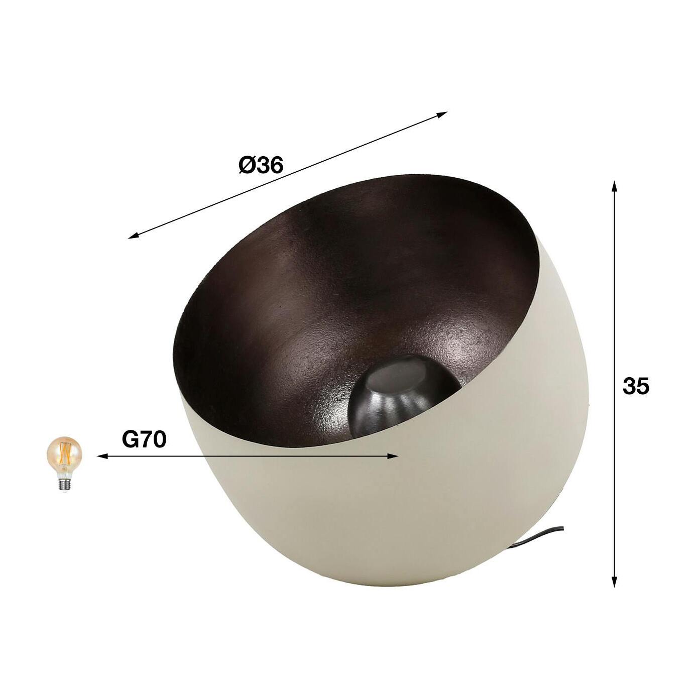 Lampe à poser cloche finition gris naturel ø 36 cm RALF