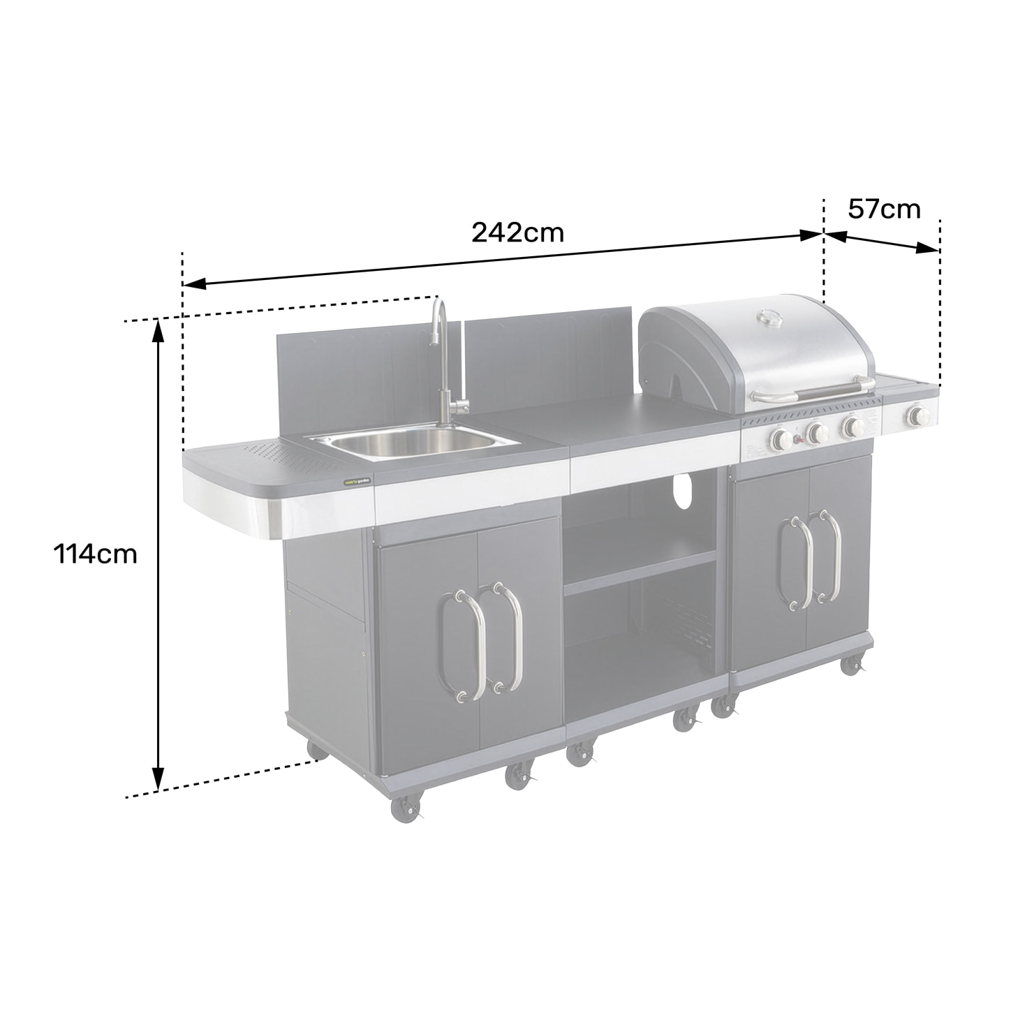 COOK'IN GARDEN - Cuisine extérieure modulable FIDGI 3 avec housse