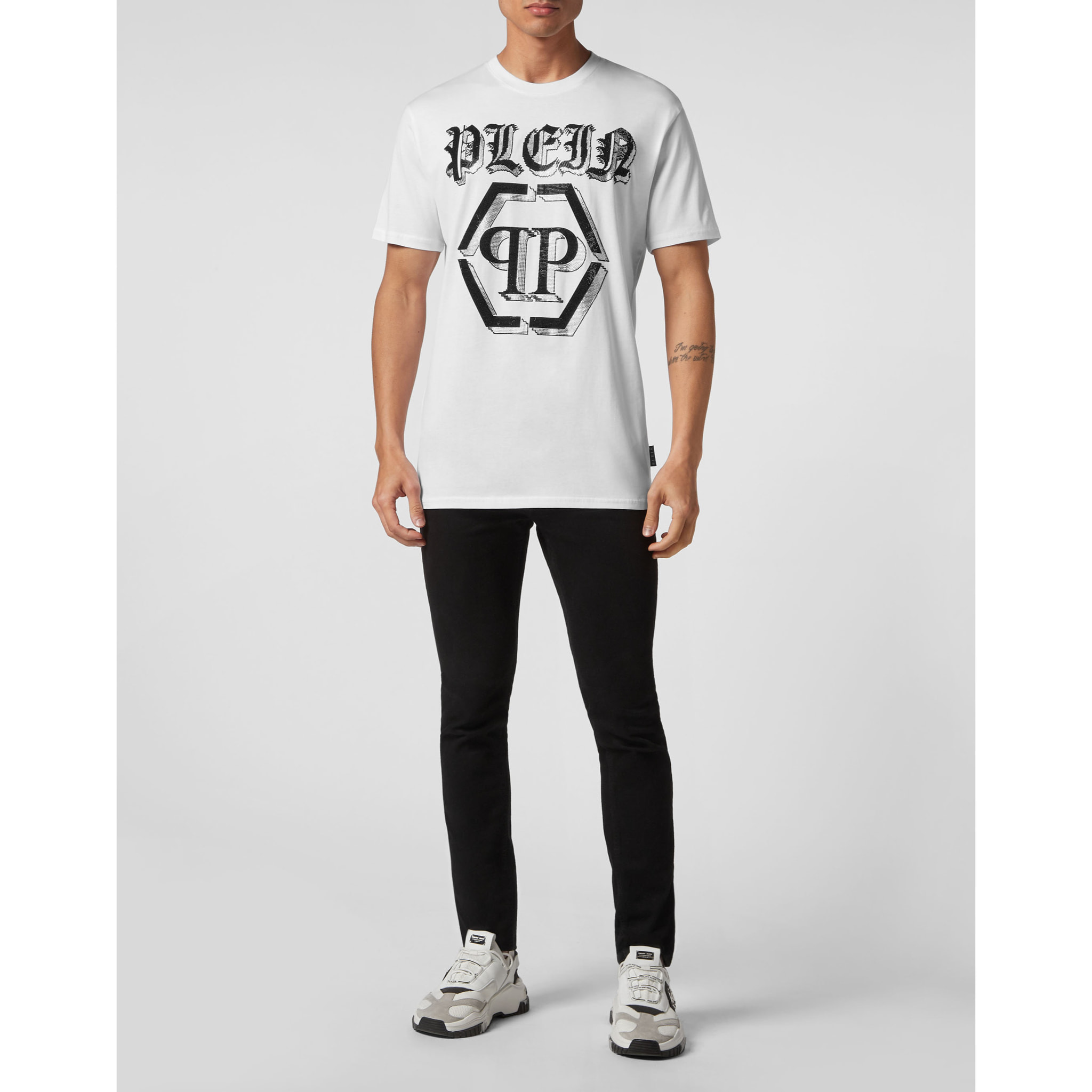 PHILIPP PLEIN Camiseta de cuello redondo y manga corta CHROME