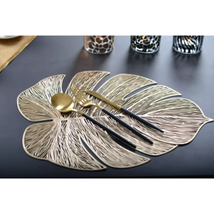Lot de 6 Dessous d'assiette feuille filigrane doré