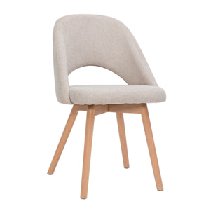 Chaises scandinaves en tissu effet velours texturé beige et bois clair (lot de 2) COSETTE