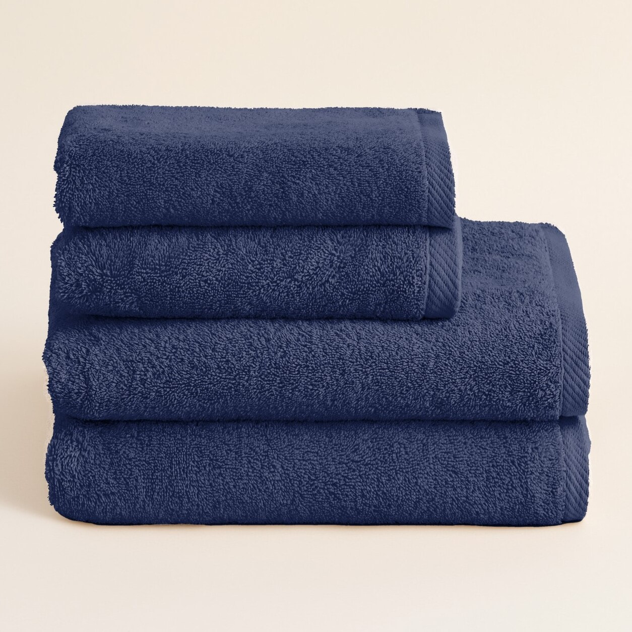 Set de serviettes éponge 100% coton éponge peigné - 600 g/m2 marine