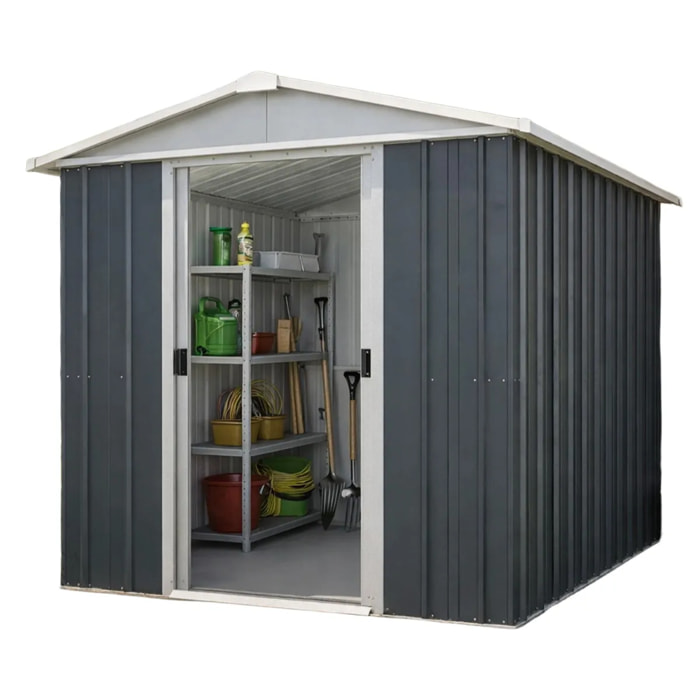 Abri de jardin métal anthracite Yardmaster 2,3 m² + kit d'ancrage