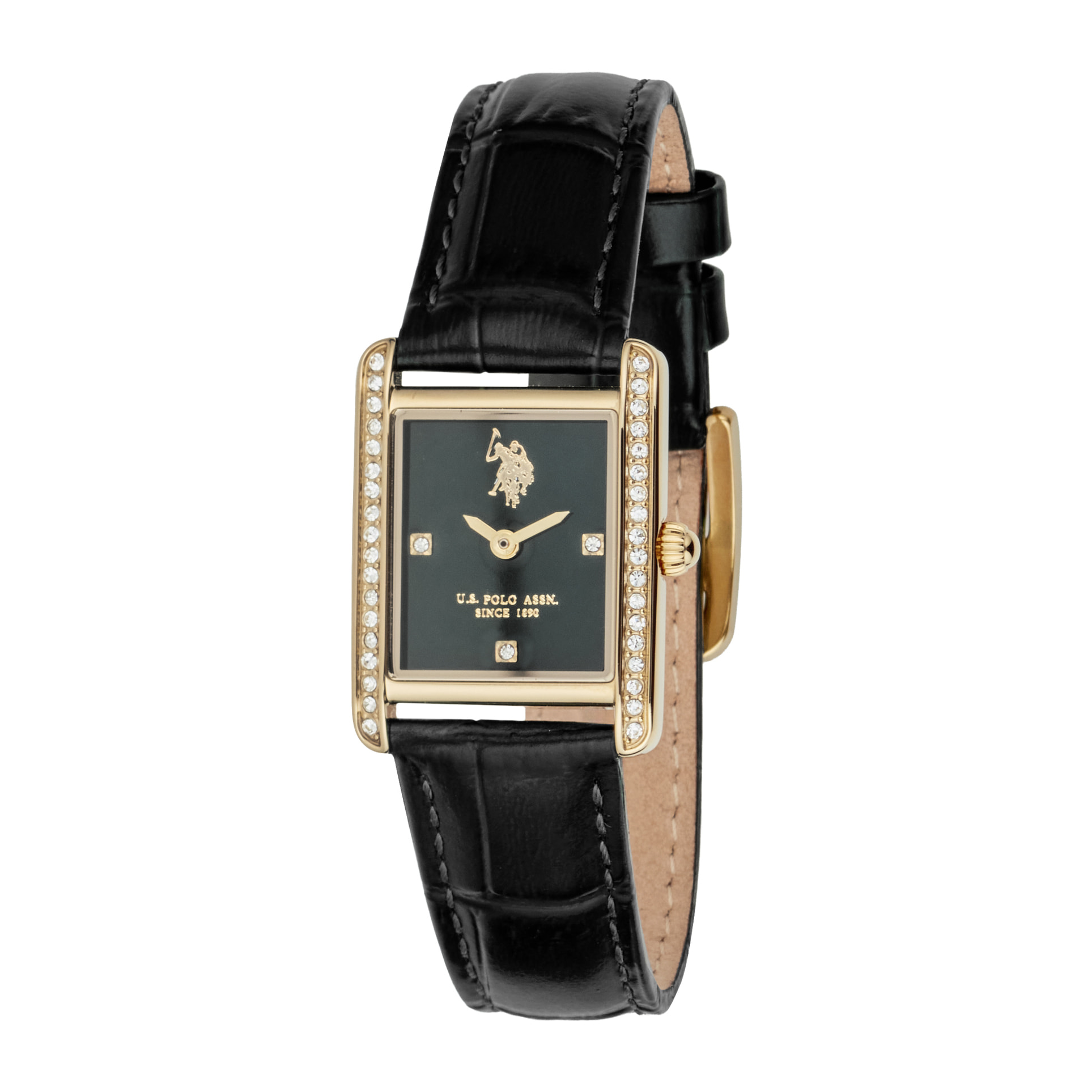 Orologio U.S. Polo Assn. in pelle nera