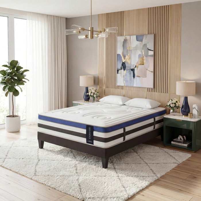 Matelas Quintessence, Mémoire de Forme, Mousse Haute Densité & Hyper Soft, 30 cm, Accueil Enveloppant, Soutien Ferme