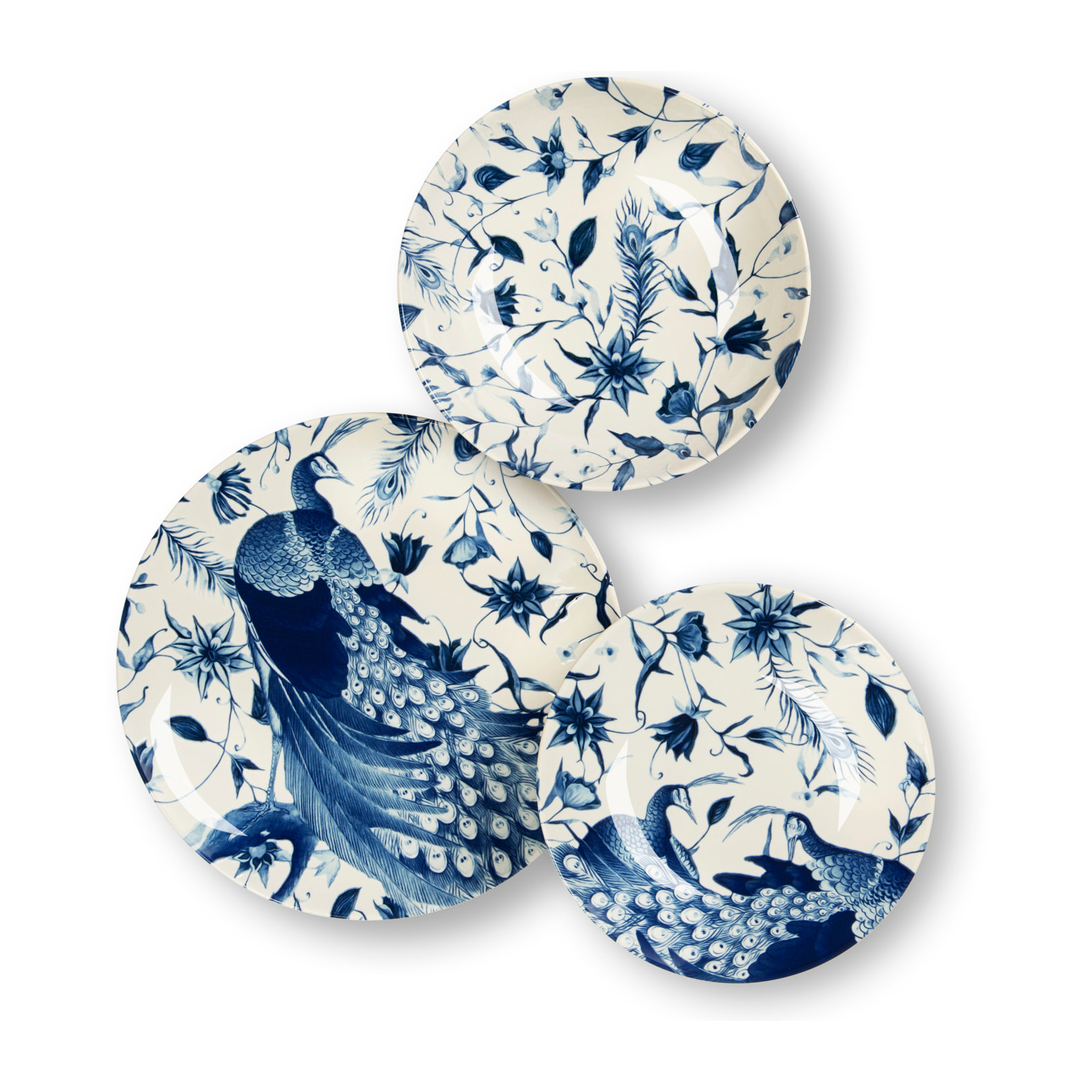 Servizio piatti 12 pezzi Excelsa Vanitas, ceramica bianco e blu