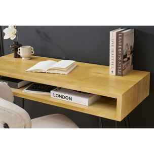 Bureau avec rangement en bois manguier massif et métal noir L116 cm VIBES