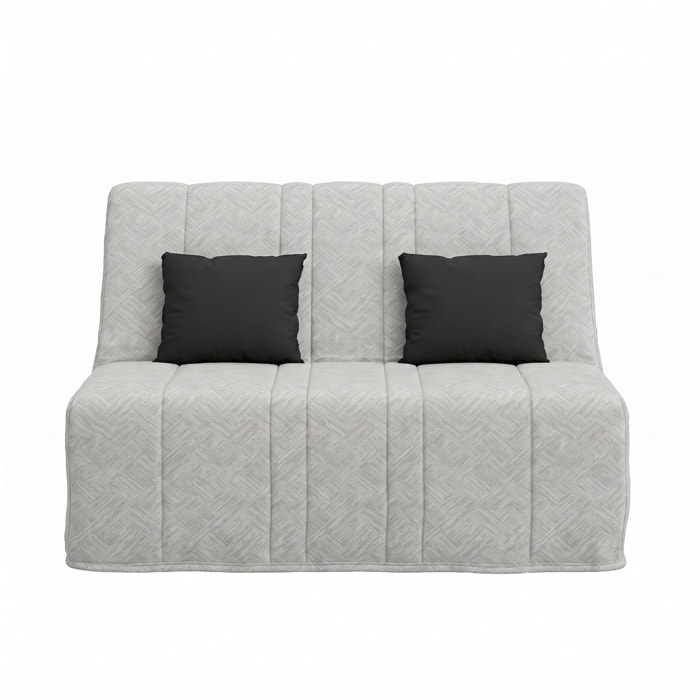 Banquette convertible Nea, matelas Simmons, 140 x 190 cm, 2 coussins offerts, Tambre perle