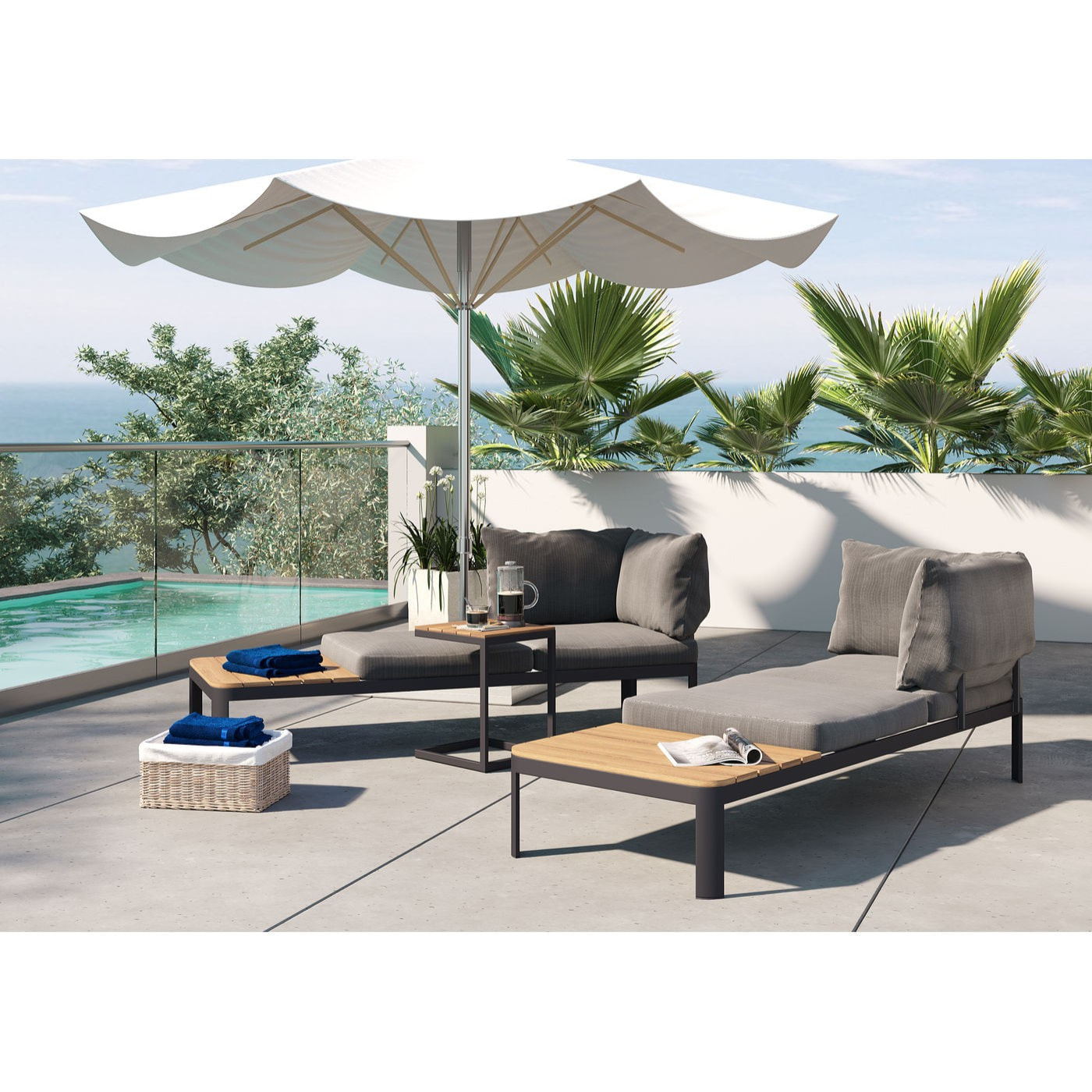 Assise de jardin Happy Day grise droite Kare Design