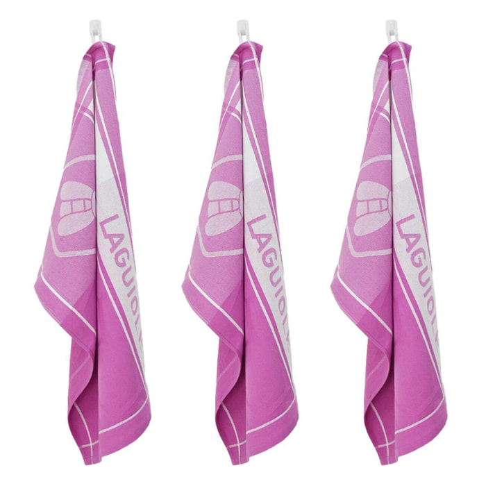 Lot de 3 torchons jacquard 50x70cm mauve -  "Miel"