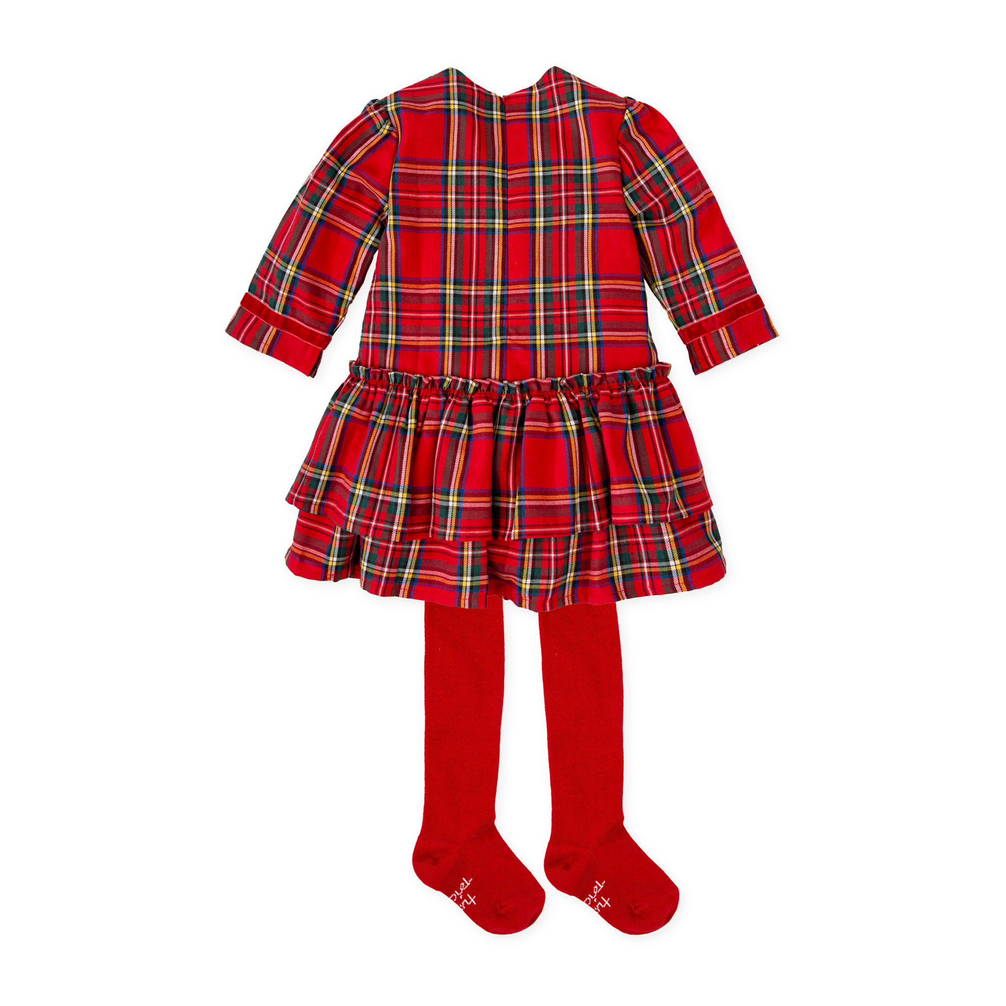 VESTIDO CUADROS CON LEOTARDOS ROJO - Rojo