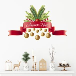 Sticker Noël ruban Joyeux Noël - Autocollants stickers adhésifs noël - décoration fêtes