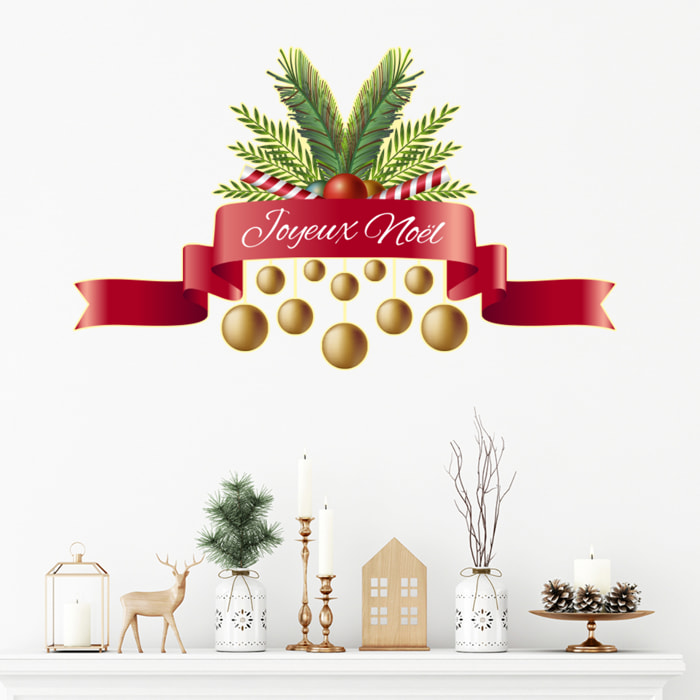Sticker Noël ruban Joyeux Noël - Autocollants stickers adhésifs noël - décoration fêtes