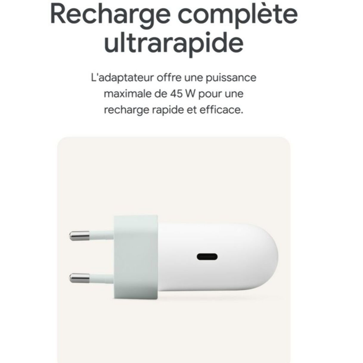 Chargeur GOOGLE USB-C 45W Blanc