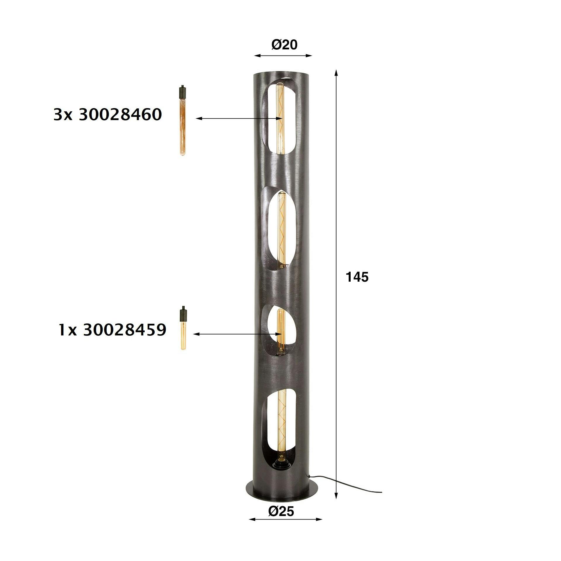 Lampadaire cylindrique ouvert H 145 cm RALF