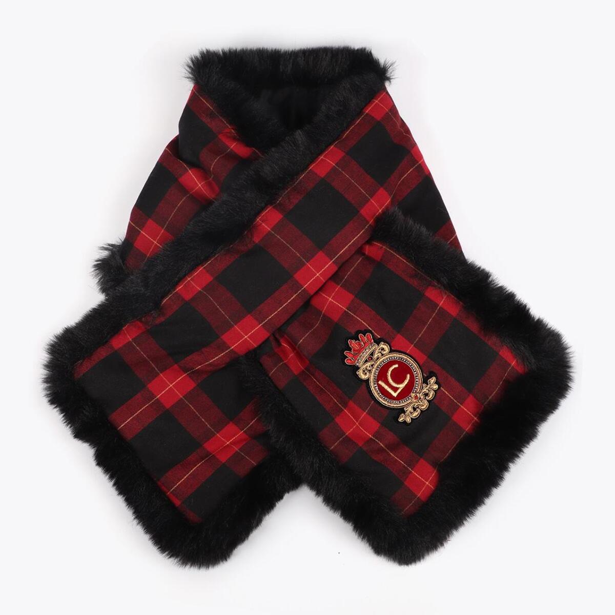 Sciarpa reversibile tartan ed effetto pelliccia