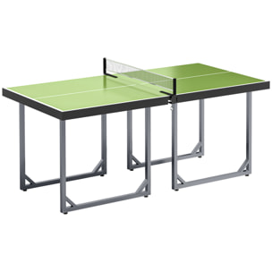 Mesa de Ping-Pong Plegable, 182x91cm, Fácil de Transportar, Resistente a la Intemperie, Estable, Mesa de Tenis con Red y Marco de Acero, para Interior y Exterior, Verde