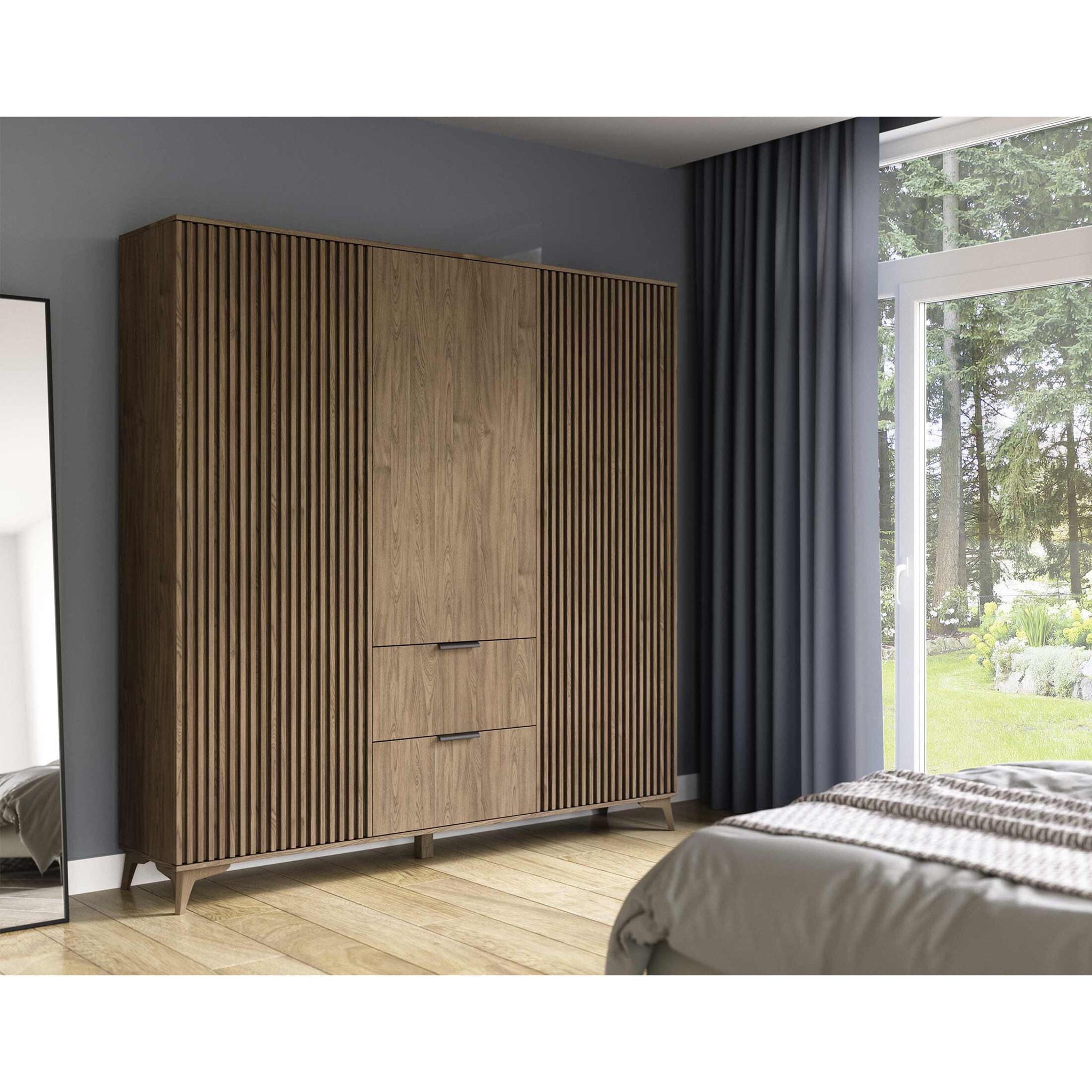 Portmore - armoire - effet bois - 185x192 cm - Bois