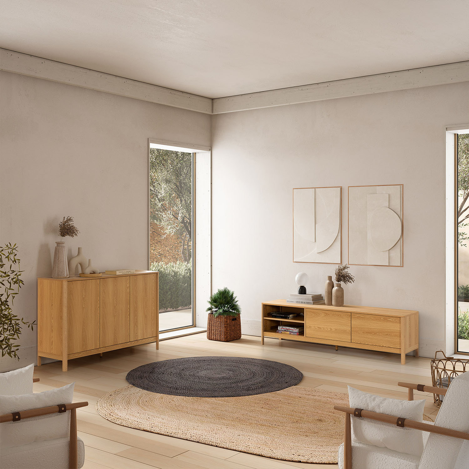 Mueble Tv Nassau 2 puertas efecto Roble