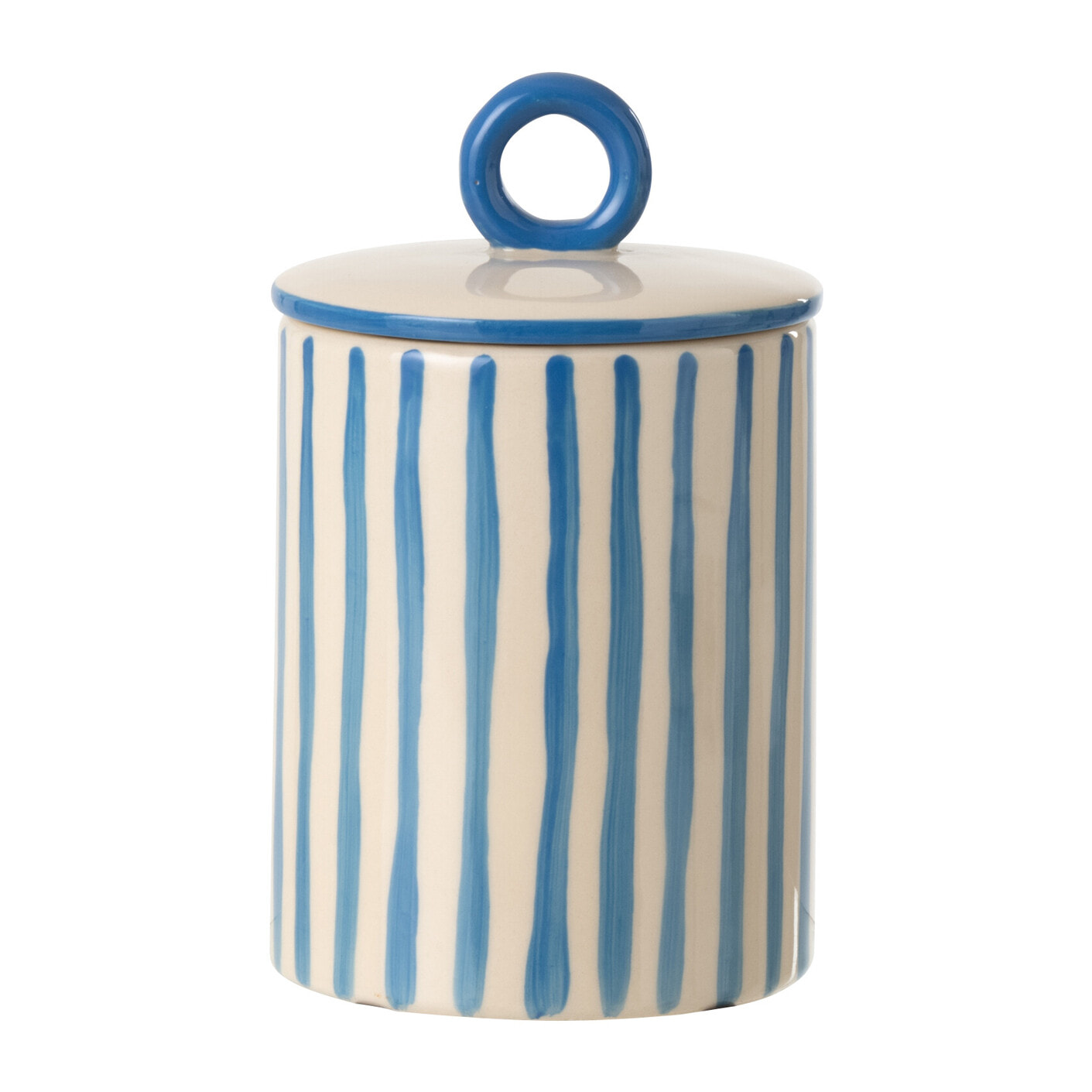 J-Line pot décoratif Ligné - céramique - blanc cassé/bleu