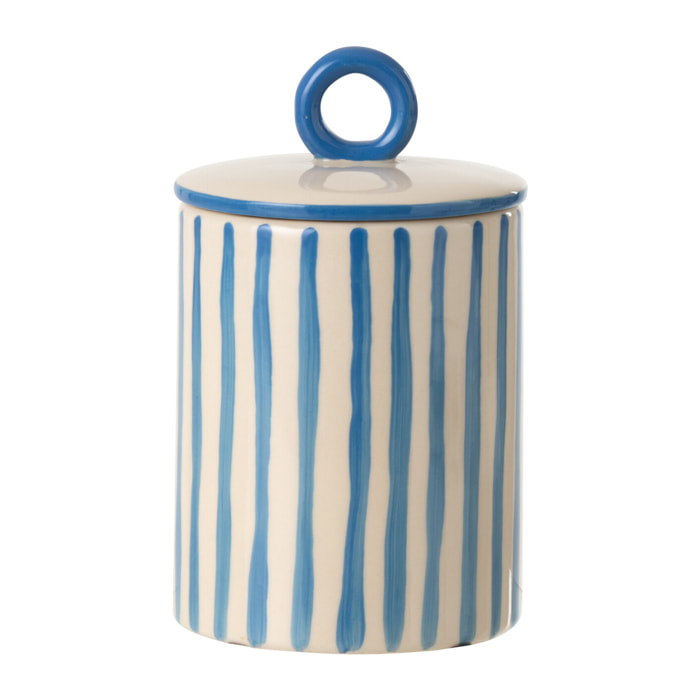 J-Line pot décoratif Ligné - céramique - blanc cassé/bleu