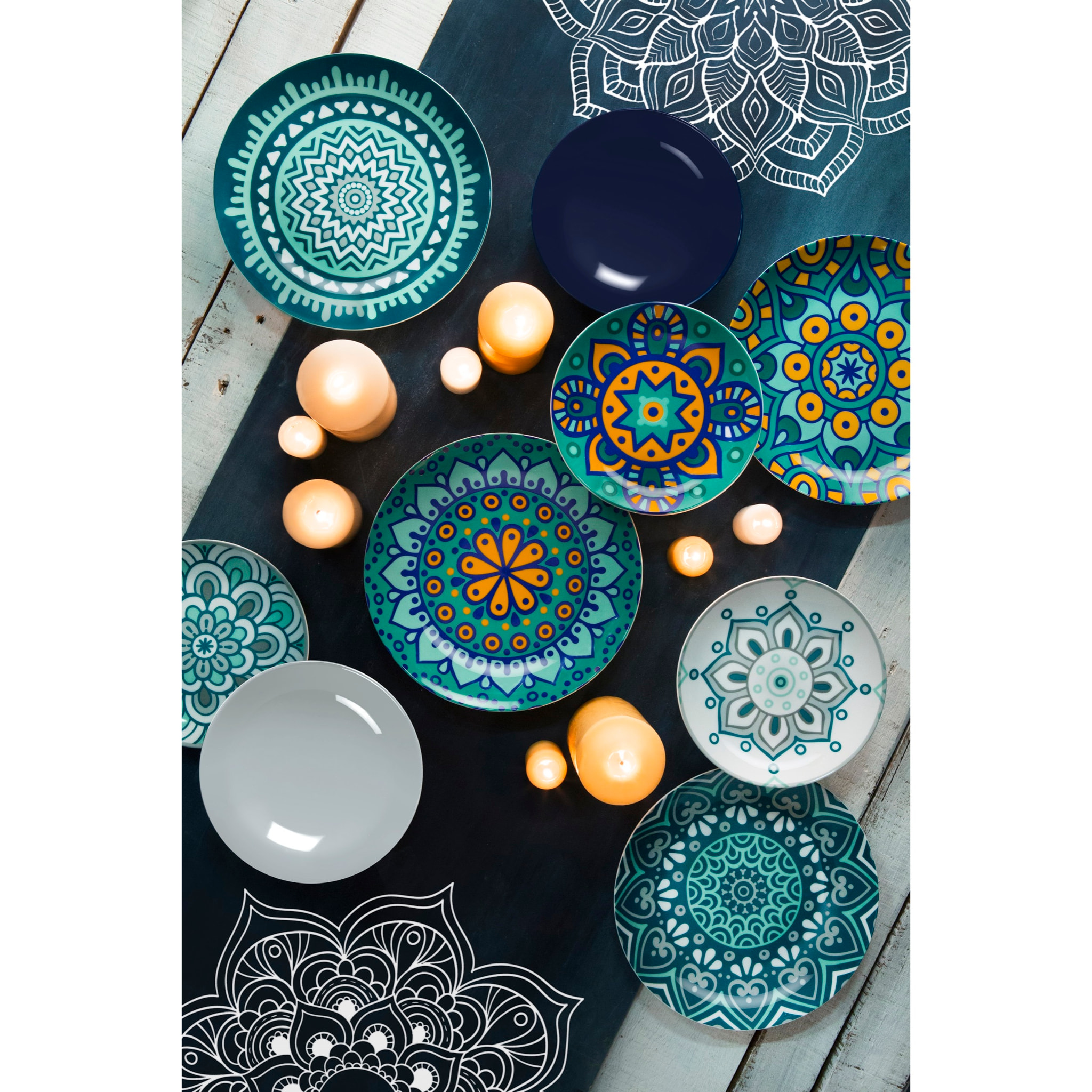 Service de table 18 pièces Excelsa – Mandala Mediterraneo, Porcelaine Multicolore