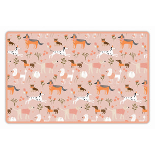 Alfombra de vinilo mascotas CERAMIKO, Happy dogs day (in pink) 48x75 cm