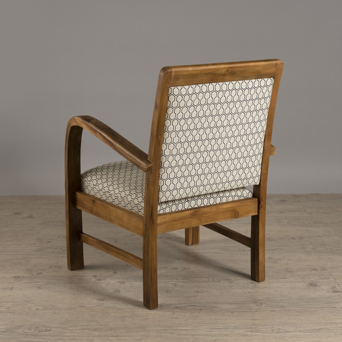 DAK - Fauteuil hexago bois teck tissu vert scandi