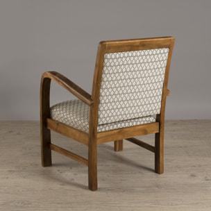 DAK - Fauteuil hexago bois teck tissu vert scandi