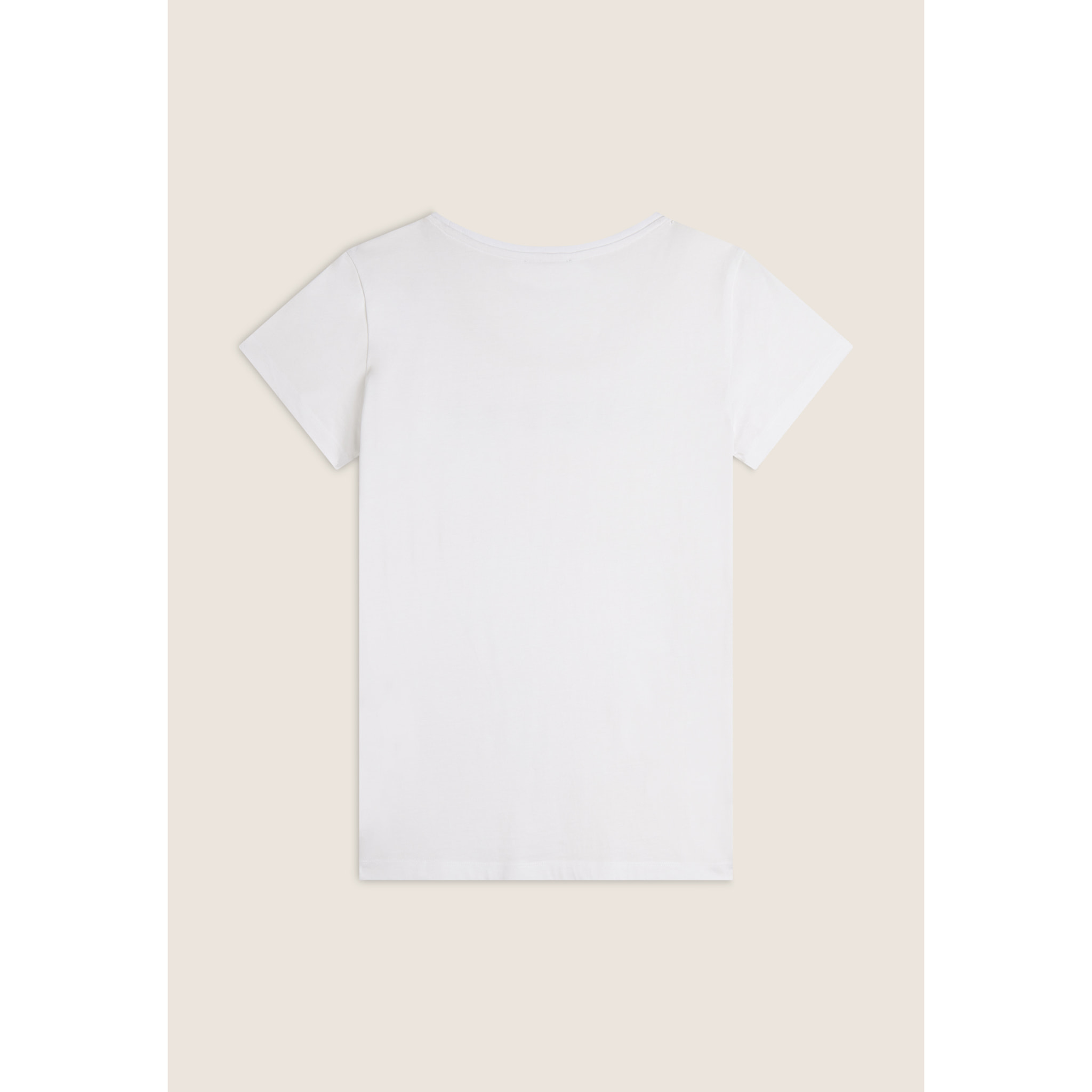 T-shirt scollo tondo con logo glitter