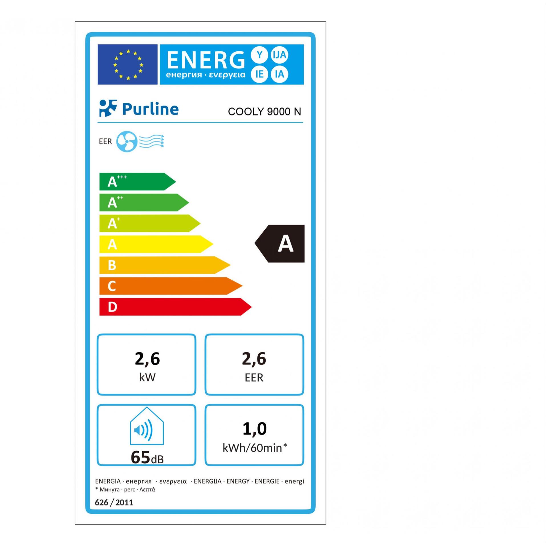Aire Acondicionado portátil 9000 BTU con deshumidificador y termostat COOLY 9000N PURLINE