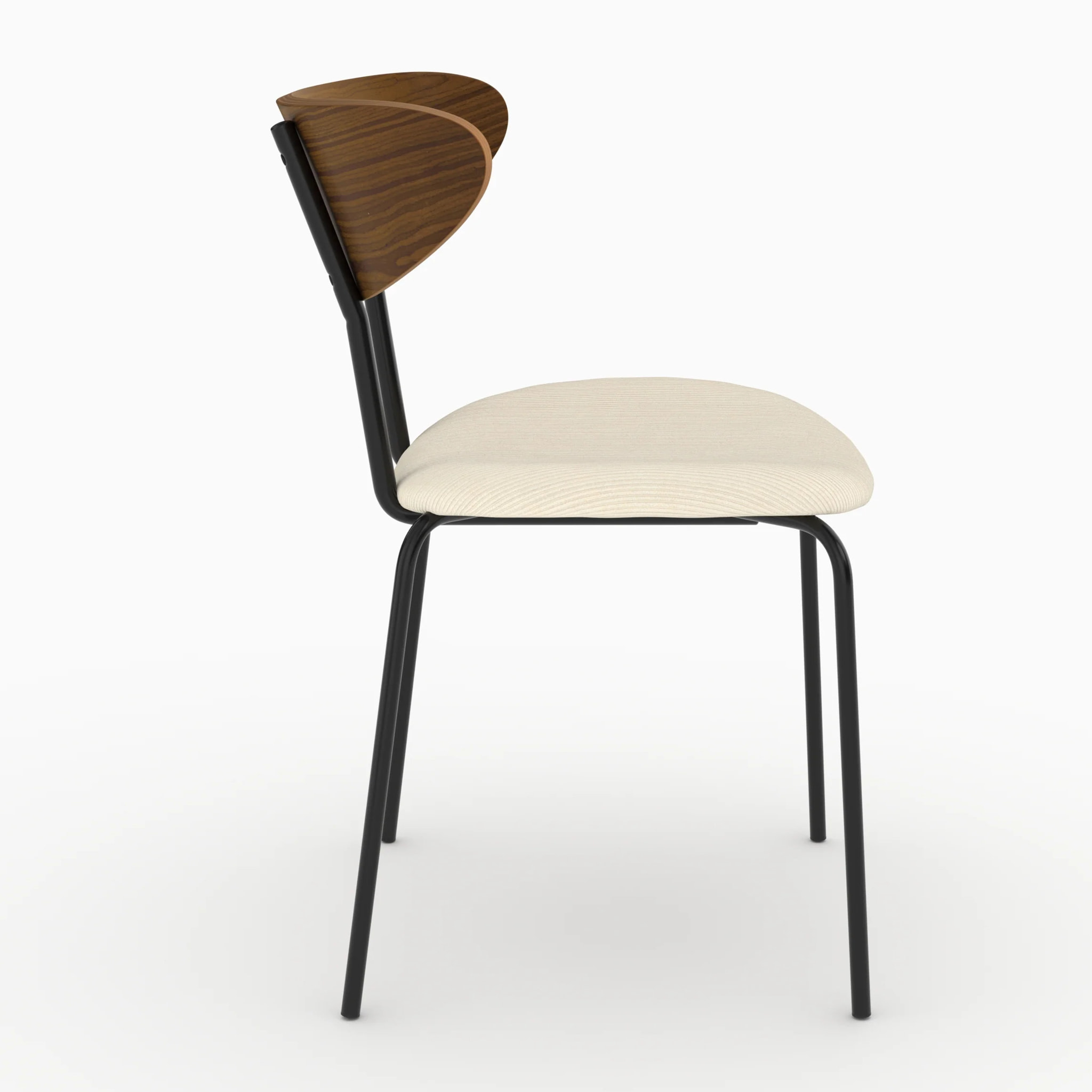 Lot de 2 chaises en velours côtelé blanc crème et dossier en bois - Jade