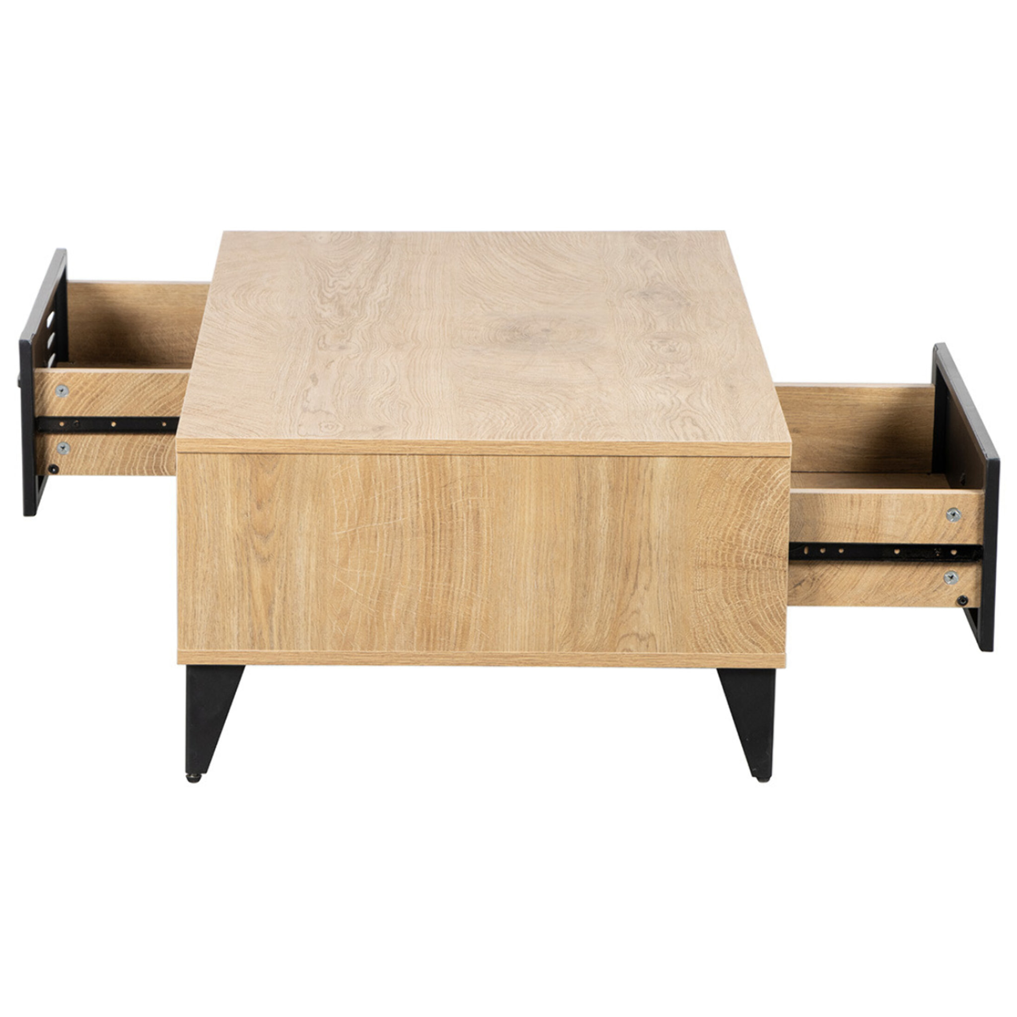 Tribeca - table basse - effet bois et métal noir - 110 cm - Bois / Noir