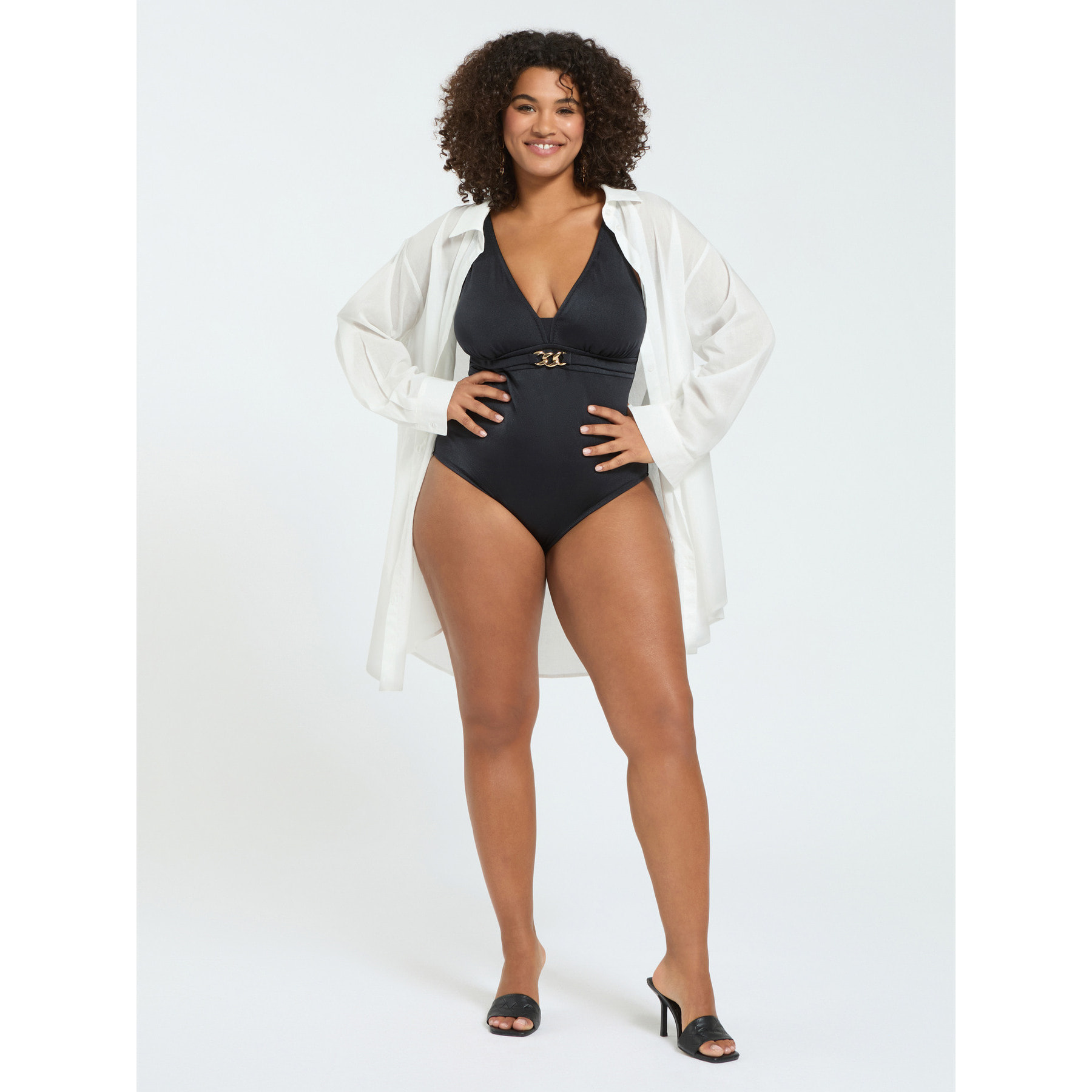 Fiorella Rubino - Traje de baño entero con detalle de cadenita - Negro