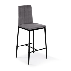 Tabourets de bar Jade velours gris foncé - lot de 2