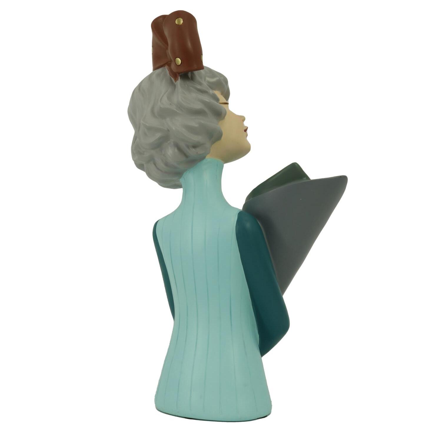 Donna in resina portafiori blu cm16,5x12h32