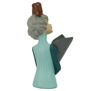 Donna in resina portafiori blu cm16,5x12h32