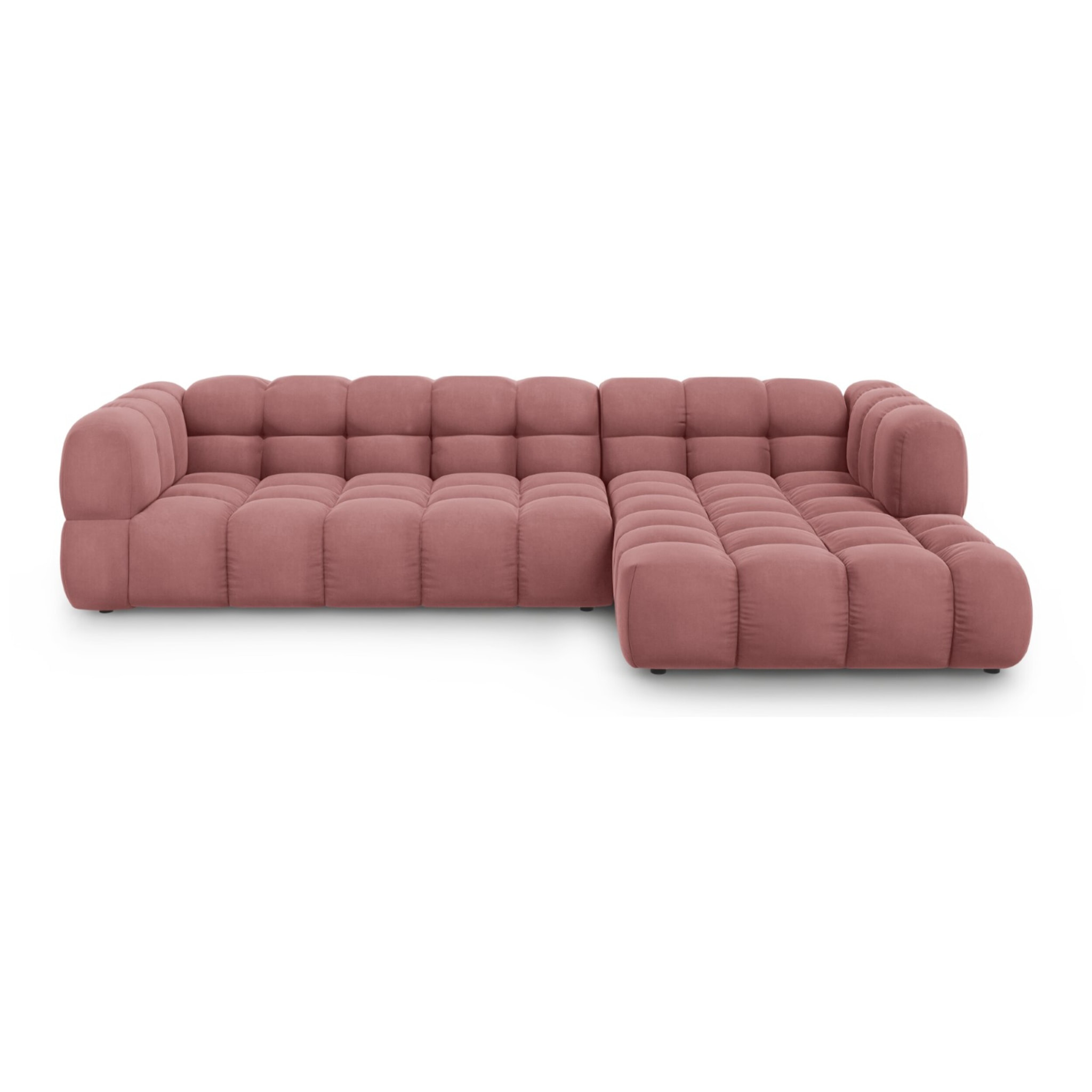 Canapé d'angle droit modulable "Sky" 4 places en velours saumon