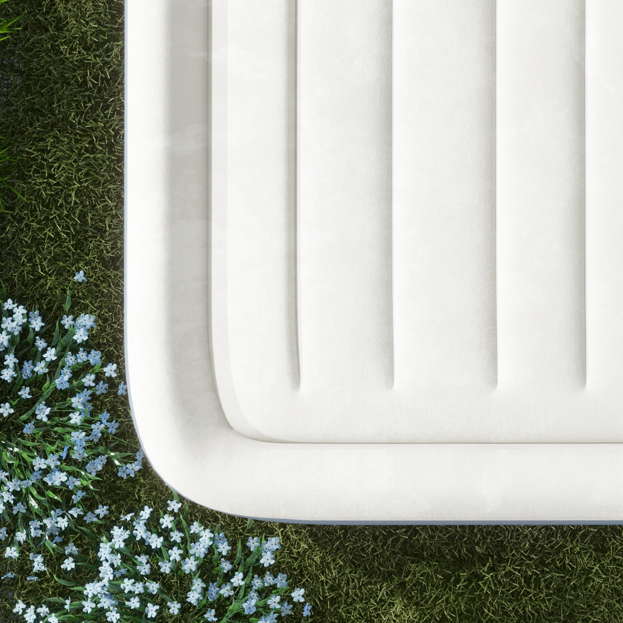 Matelas gonflable 2 places gonfleur électrique intégré sac PVC bleu surface floquée gris clair