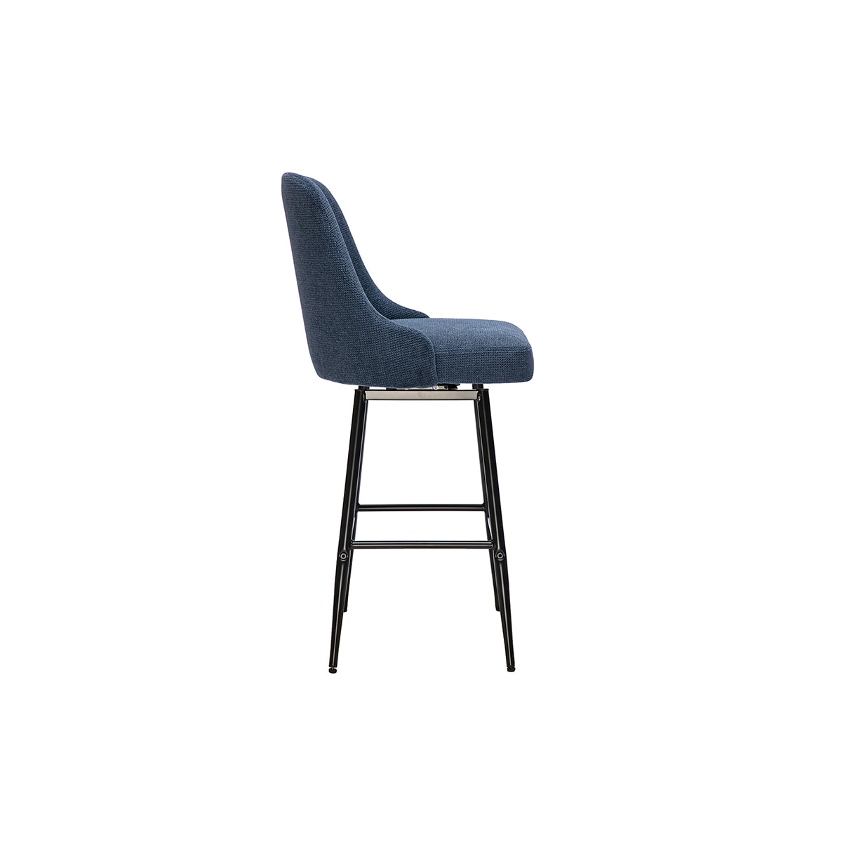 Tabourets de bar pivotants 360° en tissu chenille bleu foncé et métal H66 cm (lot de 2) HASTA
